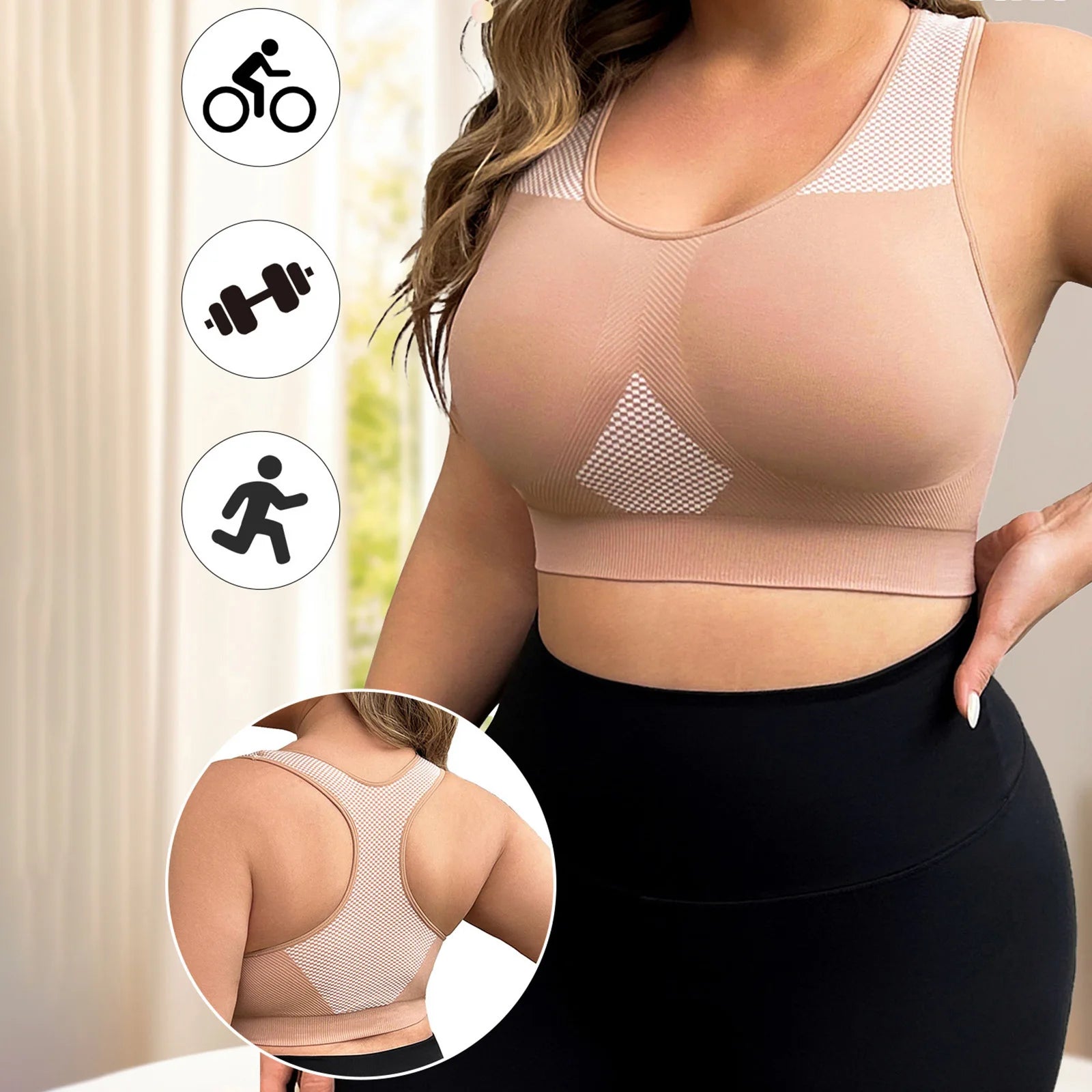 L–3XL SPORT/YOGA-BH DAM STORA STORLEKAR SÖMLÖS