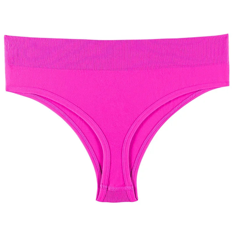 Naadloze Hoge Taille Schroefdraad Katoen Effen Kleur Vrouwen Comfort Slipje Dames Sexy Effen Kleur Naadloze Korte Korte Slipje