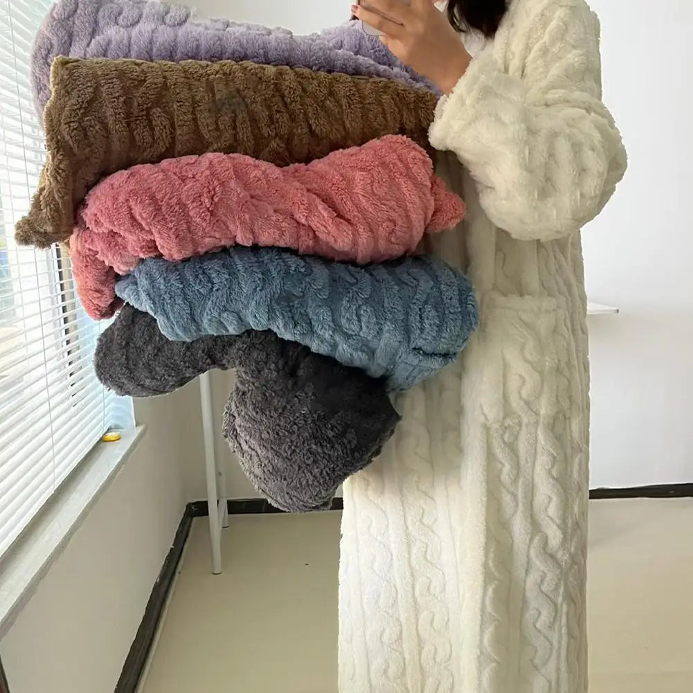 VINTER NATTKLÄNNING DAM LÅNGÄRMAD FLANEL, LOOSE PASSFORM, DUBBELFICKA, ENFÄRGAD SOVKLÄDER